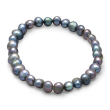 Load image into Gallery viewer, Peacock Cultured Freshwater Pearl Stretch Bracelet