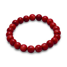 Load image into Gallery viewer, Red Coral Bead Stretch Bracelet