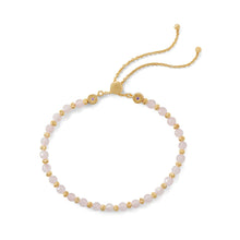 Load image into Gallery viewer, 18 Karat Gold Plated Faceted Rose Quartz Bolo Bracelet