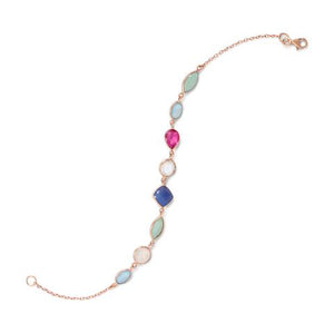 14 Karat Rose Gold Plated Multi Gemstone Bracelet