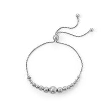 Load image into Gallery viewer, Rhodium Plated Graduated Bead Bolo Bracelet