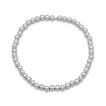 Load image into Gallery viewer, 7&quot; 4mm Sterling Silver Bead Stretch Bracelet