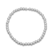 Load image into Gallery viewer, 7&quot; 4mm Sterling Silver Bead Stretch Bracelet