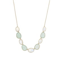 Load image into Gallery viewer, 14 Karat Gold Plated Rainbow Moonstone and Green Chalcedony Necklace