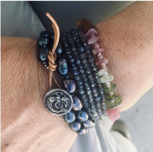 Mermaid Soul - Wrap Bracelet Combo with Labradorite, Pearl and Tourmaline