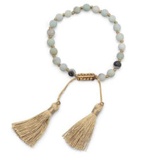 Load image into Gallery viewer, Adjustable Matte Finish Amazonite Fashion Tassel Bracelet